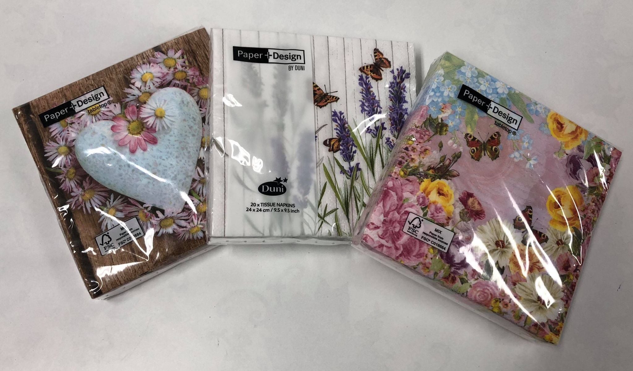 Assorted small paper napkins